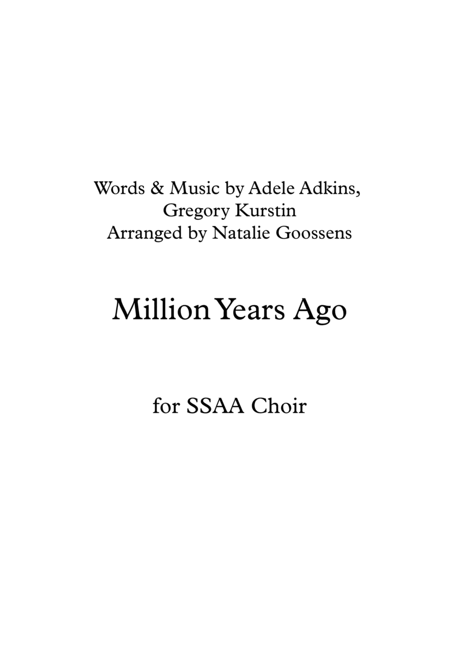 Million Years Ago (arr. Natalie Goossens)