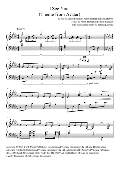 I See You (theme From Avatar) (arr. Tabitha Kierszka)
