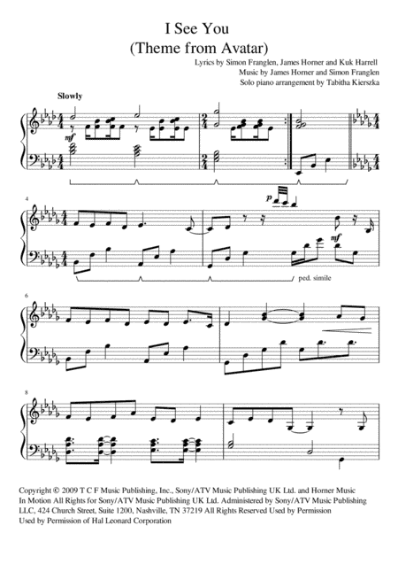 I See You (theme From Avatar) (arr. Tabitha Kierszka)