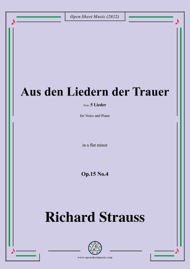 Richard Strauss-Aus den Liedern der Trauer,in a flat minor (arr. OSM Press)