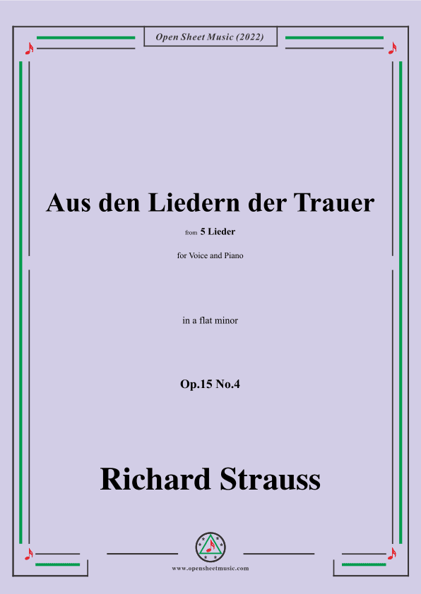 Richard Strauss-Aus den Liedern der Trauer,in a flat minor (arr. OSM Press)