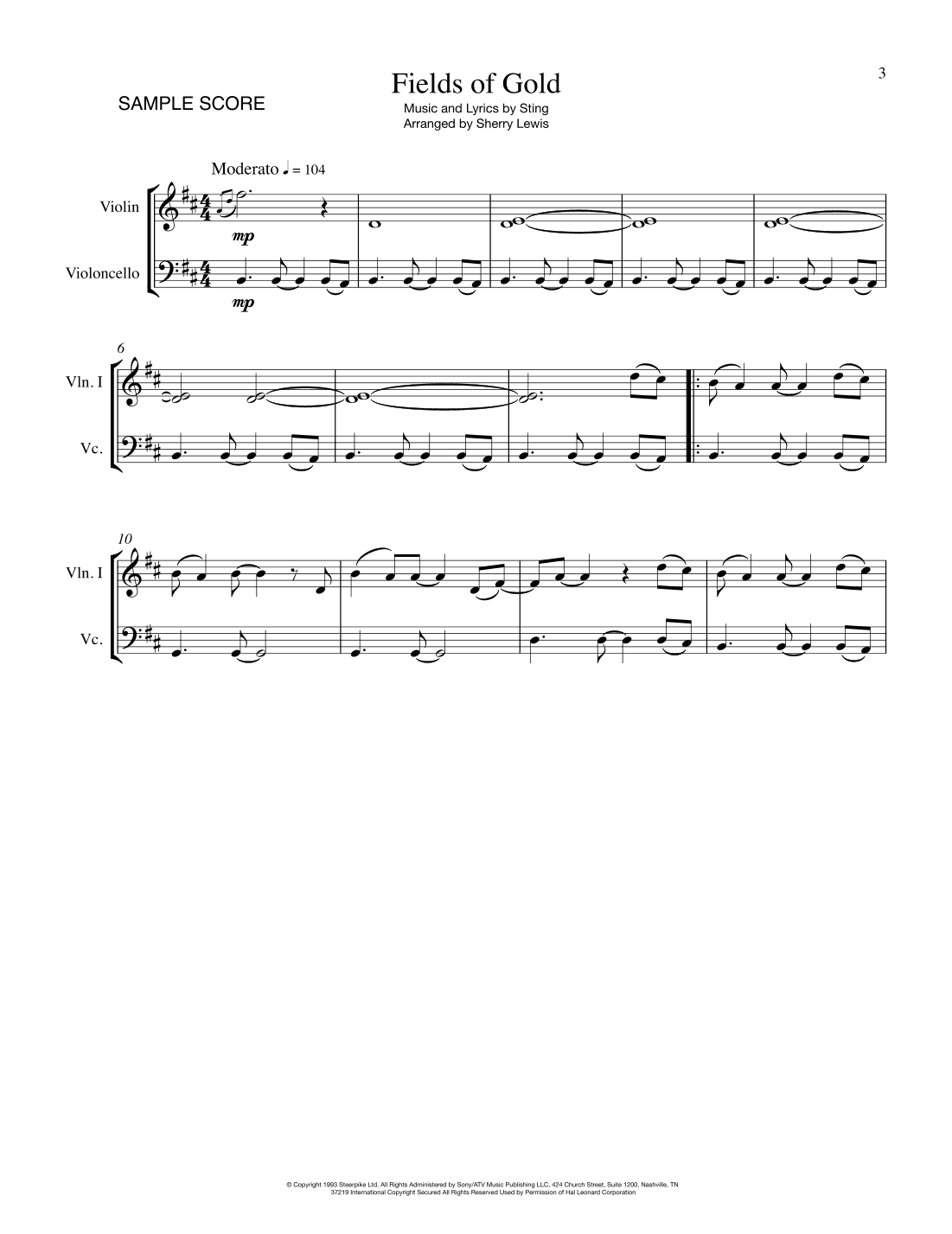 Fields Of Gold (arr. Sherry Lewis)