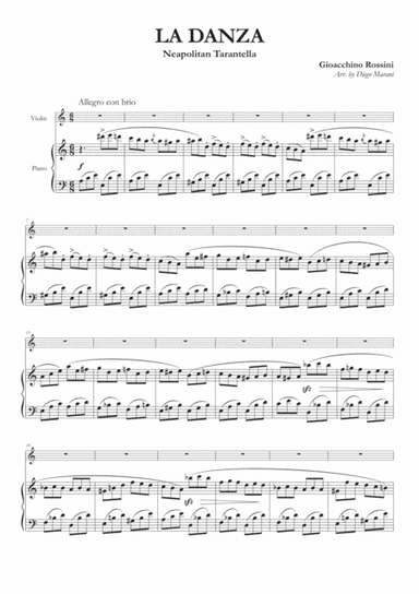 La Danza (Neapolitan Tarantella) for Violin and Piano (arr. Diego Marani)