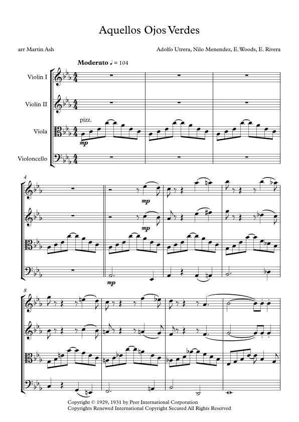 Aquellos Ojos Verdes (green Eyes) (arr. Martin Ash)