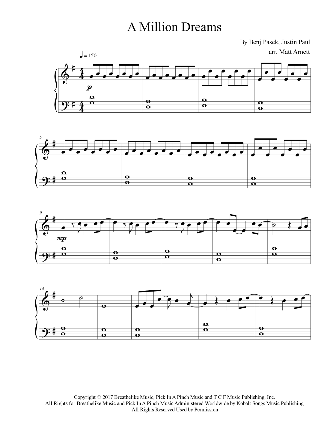 A Million Dreams (arr. Matt Arnett)