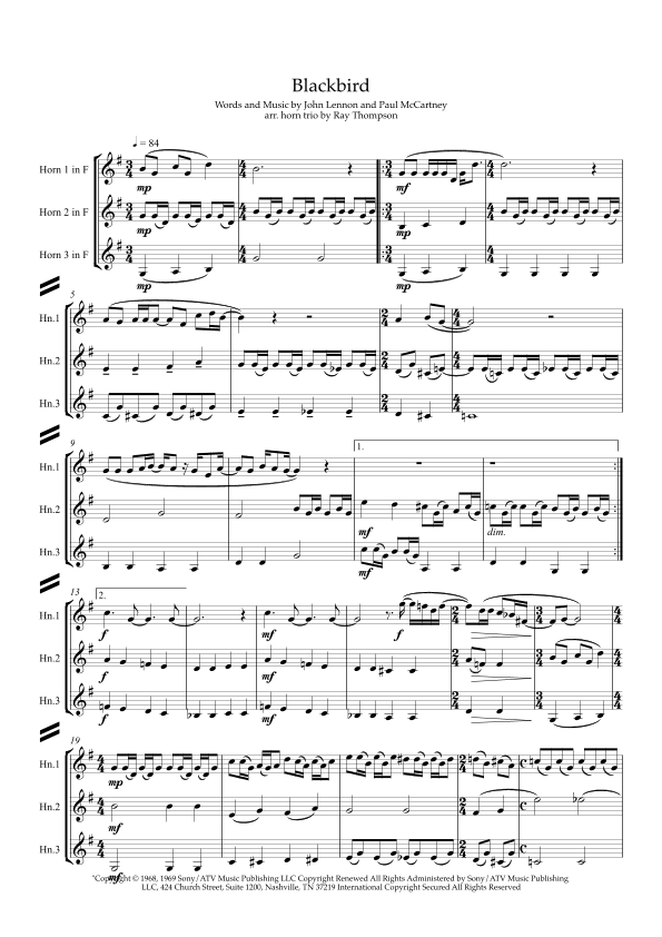 Blackbird (arr. Ray Thompson)