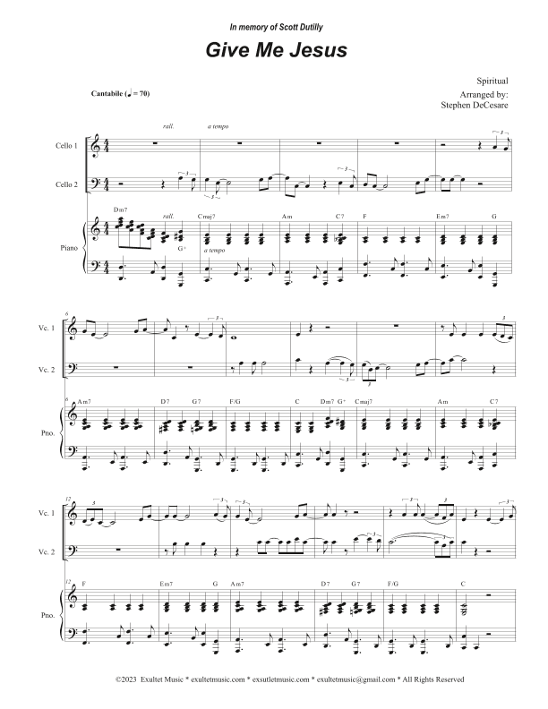 Give Me Jesus (Cello Duet - Alternate Version) (arr. Stephen DeCesare)