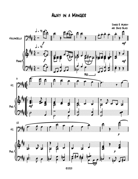 Away in a Manger (cello solo) with optional piano accompaniment (arr. Dave Slack)