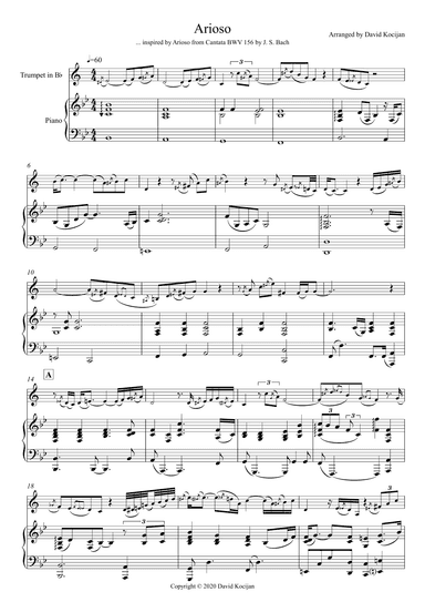Arioso (trumpet in Bb & piano) (arr. David Kocijan)