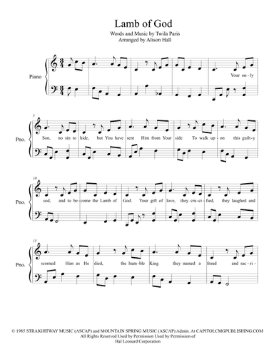 Lamb Of God (arr. Alison Hall)