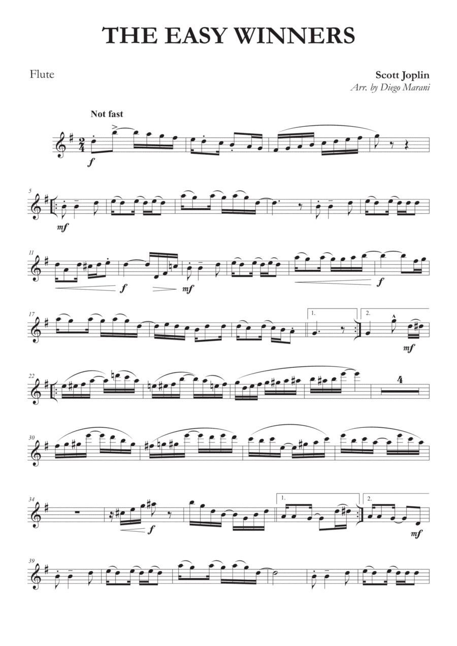 The Easy Winners for Flute and Piano (arr. Diego Marani)