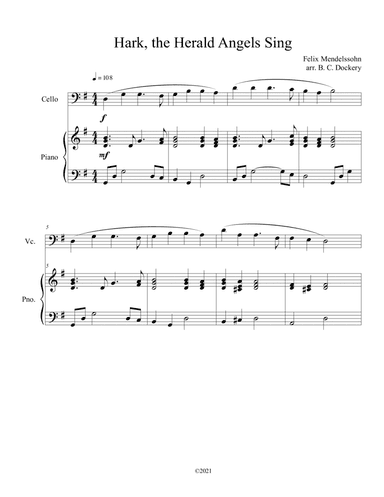 Hark, the Herald Angels Sing (Cello Solo with Piano Accompaniment) (arr. B. C. Dockery)