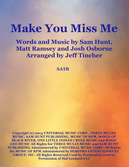 Make You Miss Me (arr. Jeff Tincher)