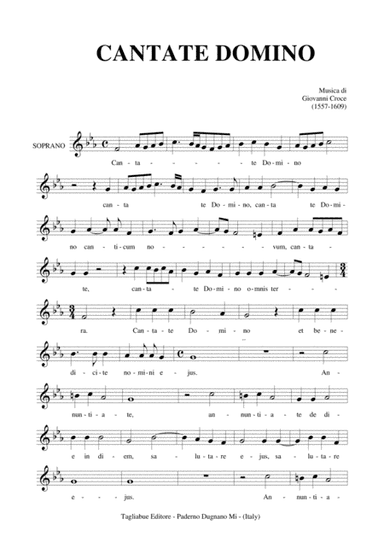 CANTATE DOMINO - Giovanni Croce - Part for SOPRANO