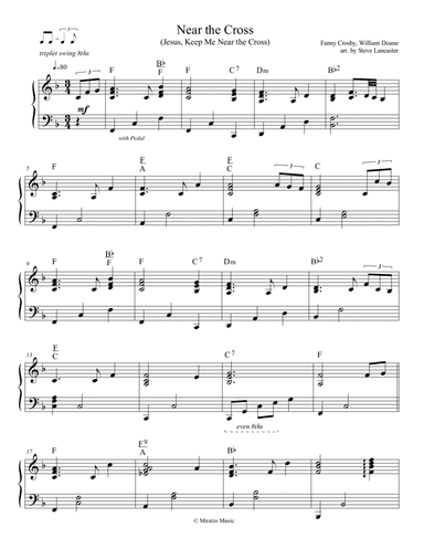Near the Cross - (Jesus, Keep Me Near the Cross) - triplet arr. for solo piano (arr. Steve Lancaster)