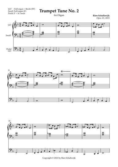 Trumpet Tune nr. 2 (For organ), Opus 15