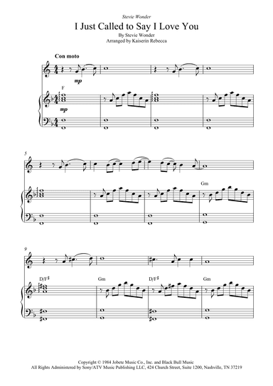 I Just Called To Say I Love You (arr. Kaiserin Rebecca)
