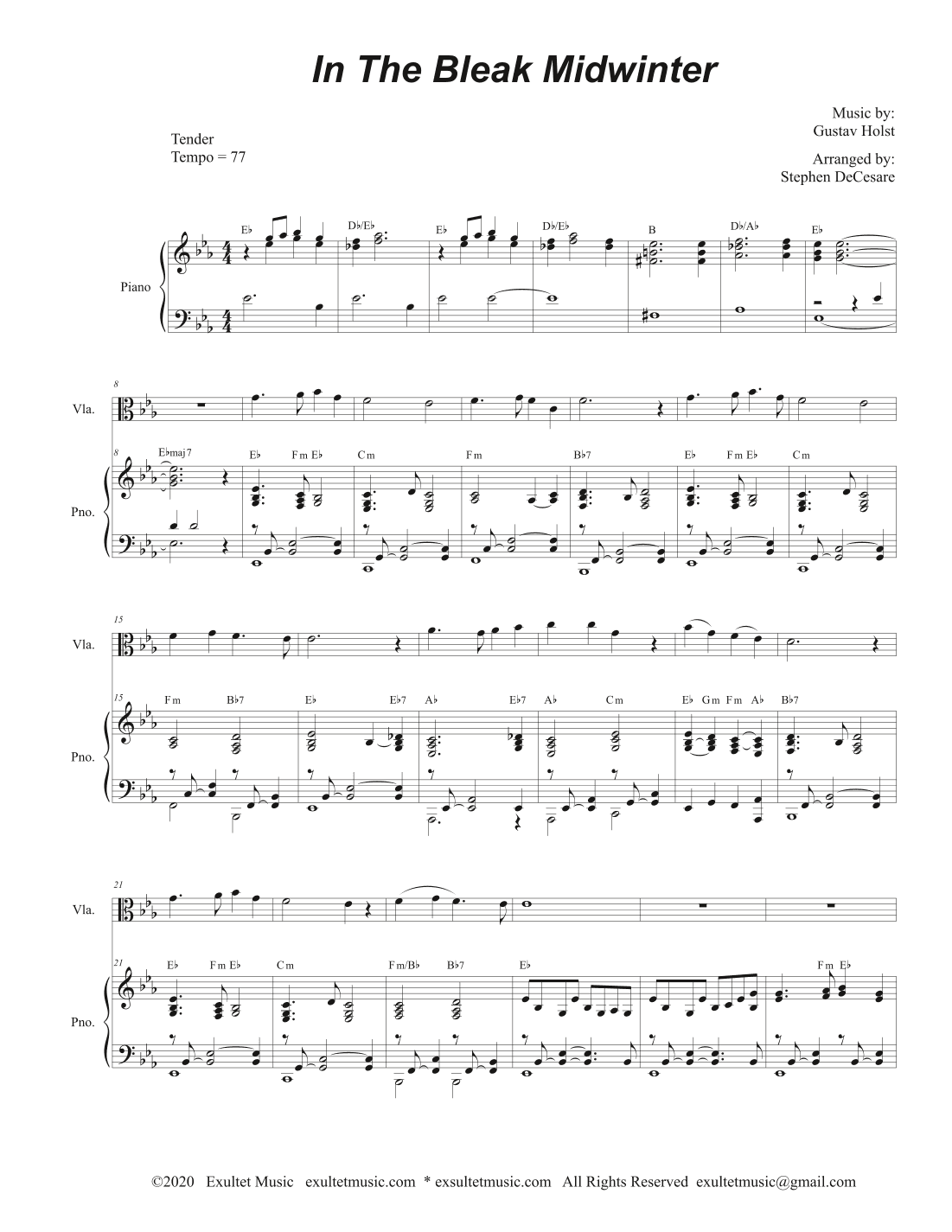 In The Bleak Midwinter (Viola solo and Piano) (arr. Stephen DeCesare)
