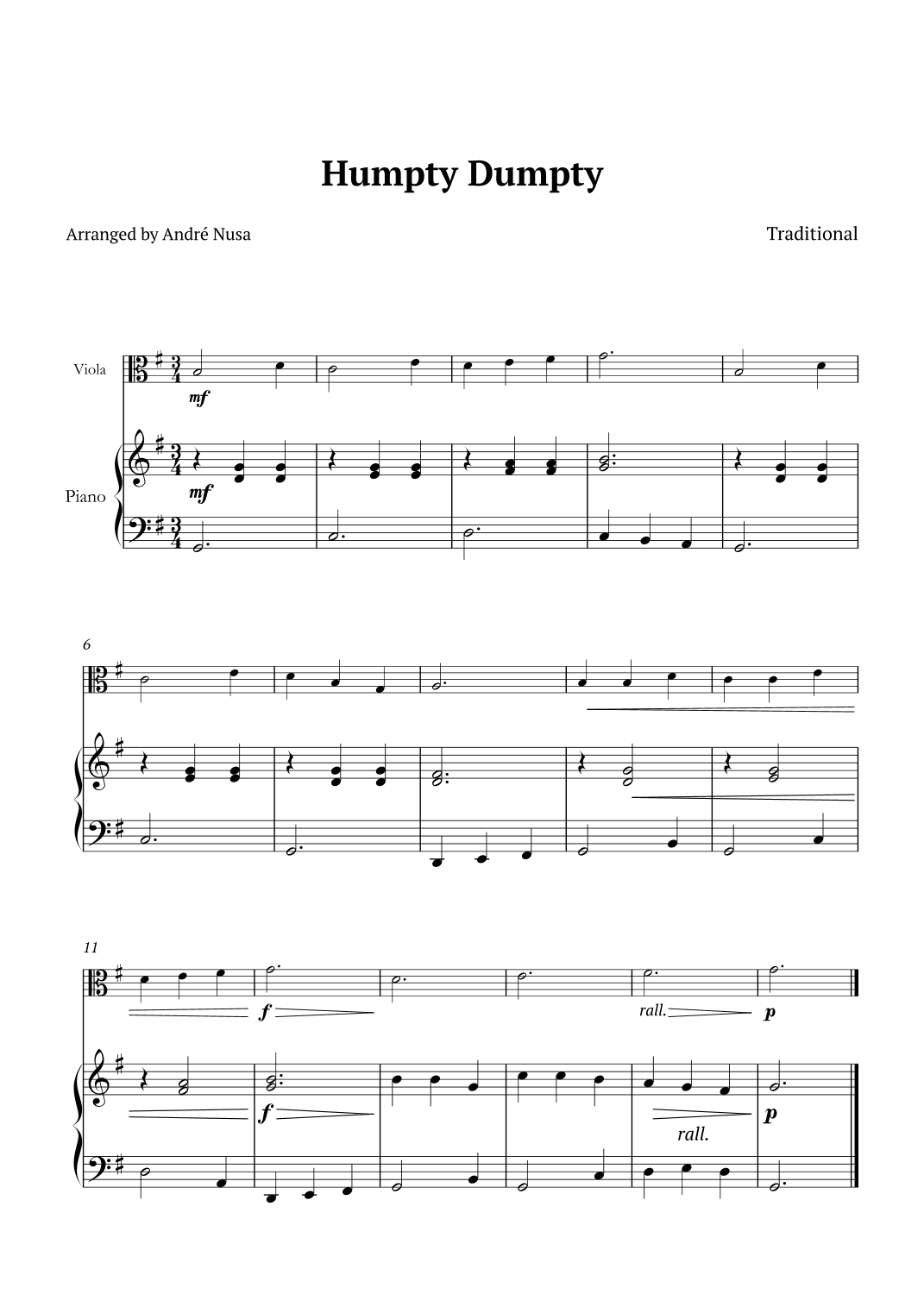 Humpty Dumpty (arr. André Nusa)