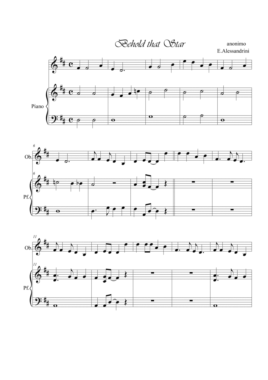 Behold that Star. Oboe and piano (arr. Ester Alessandrini)