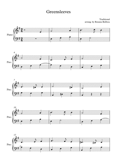Greensleeves (arr. Roxana Belibou)