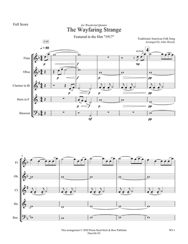 (I Am A Poor) Wayfaring Stranger- woodwind quintet (arr. John Hoesly)