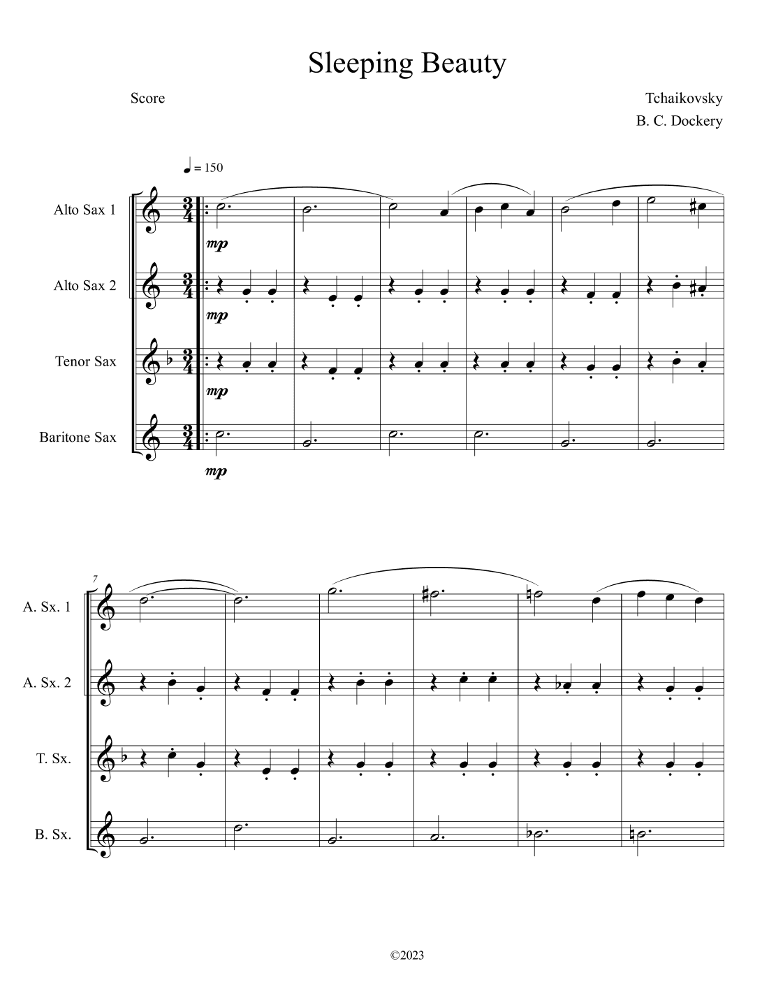 Sleeping Beauty Waltz (Saxophone Quartet) (arr. B. C. Dockery)