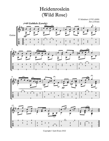Schubert Heidenroslein - solo guitar (arr. Jack Evans)