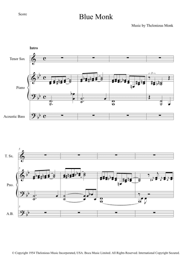 Blue Monk (arr. The Sheet Music Library)