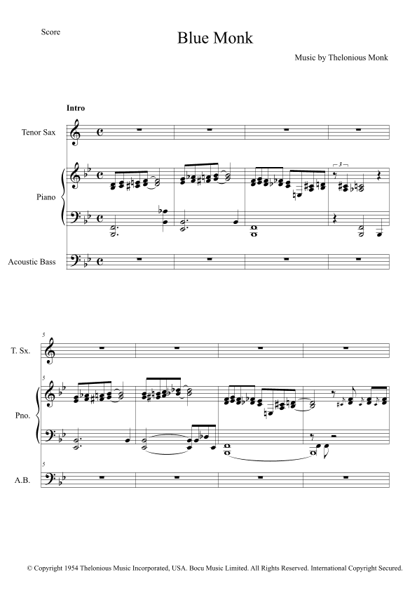 Blue Monk (arr. The Sheet Music Library)