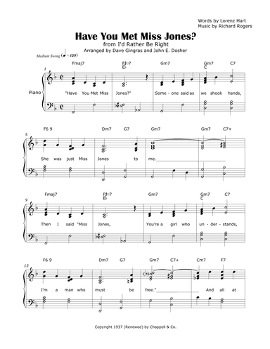 Have You Met Miss Jones? (arr. Dave Gingras and John E. Dosher)