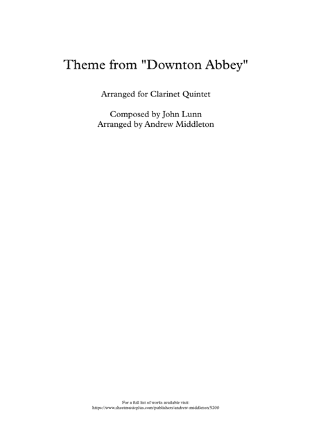 Downton Abbey (theme) (arr. Andrew Middleton)