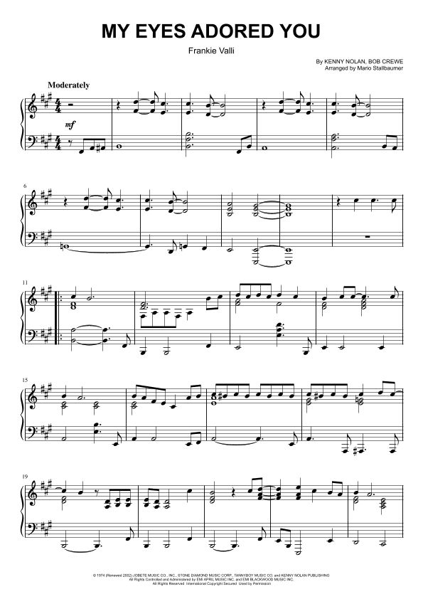My Eyes Adored You (arr. Mario Stallbaumer)