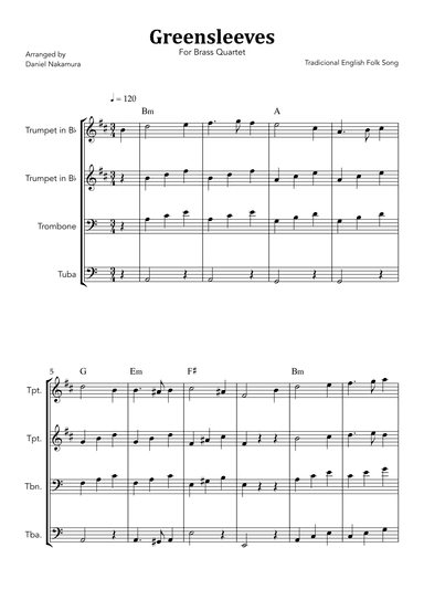 Greensleeves (for Brass Quartet) (arr. Daniel Nakamura)
