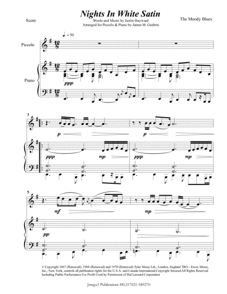 Nights In White Satin (arr. James M. Guthrie, ASCAP)