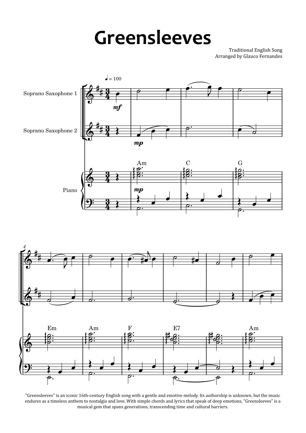 Greensleeves (arr. Glauco Fernandes)
