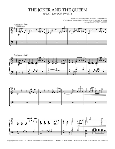 The Joker And The Queen (feat. Taylor Swift) (arr. Whitney Lussier)