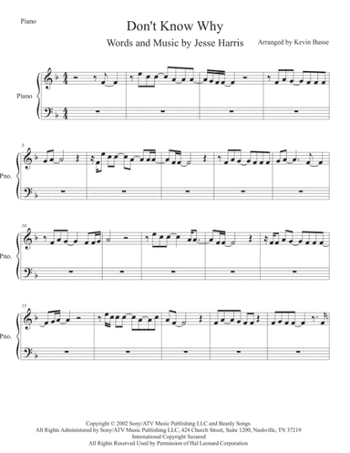 Don't Know Why (arr. Kevin Busse)
