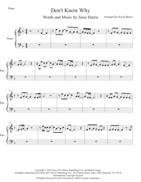 Don't Know Why (arr. Kevin Busse)