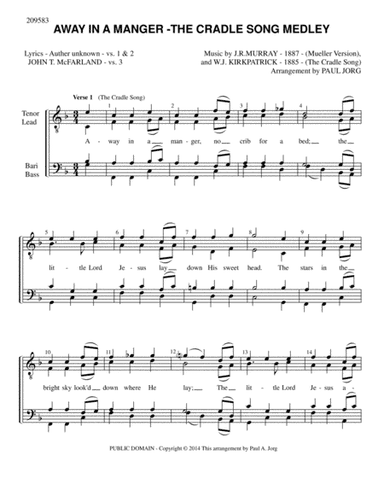 AWAY IN A MANGER / THE CRADLE SONG Medley (arr. Paul A. Jorg)