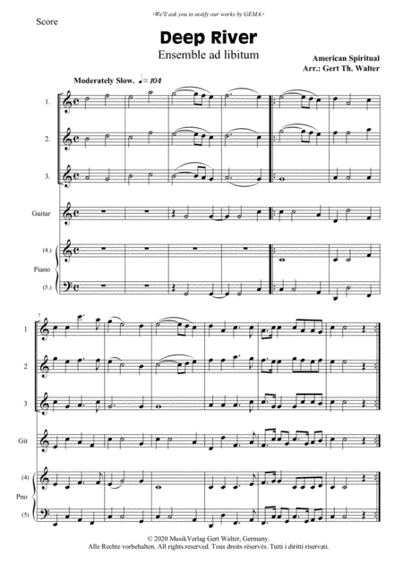 Deep River (arr. Gert Th. Walter)