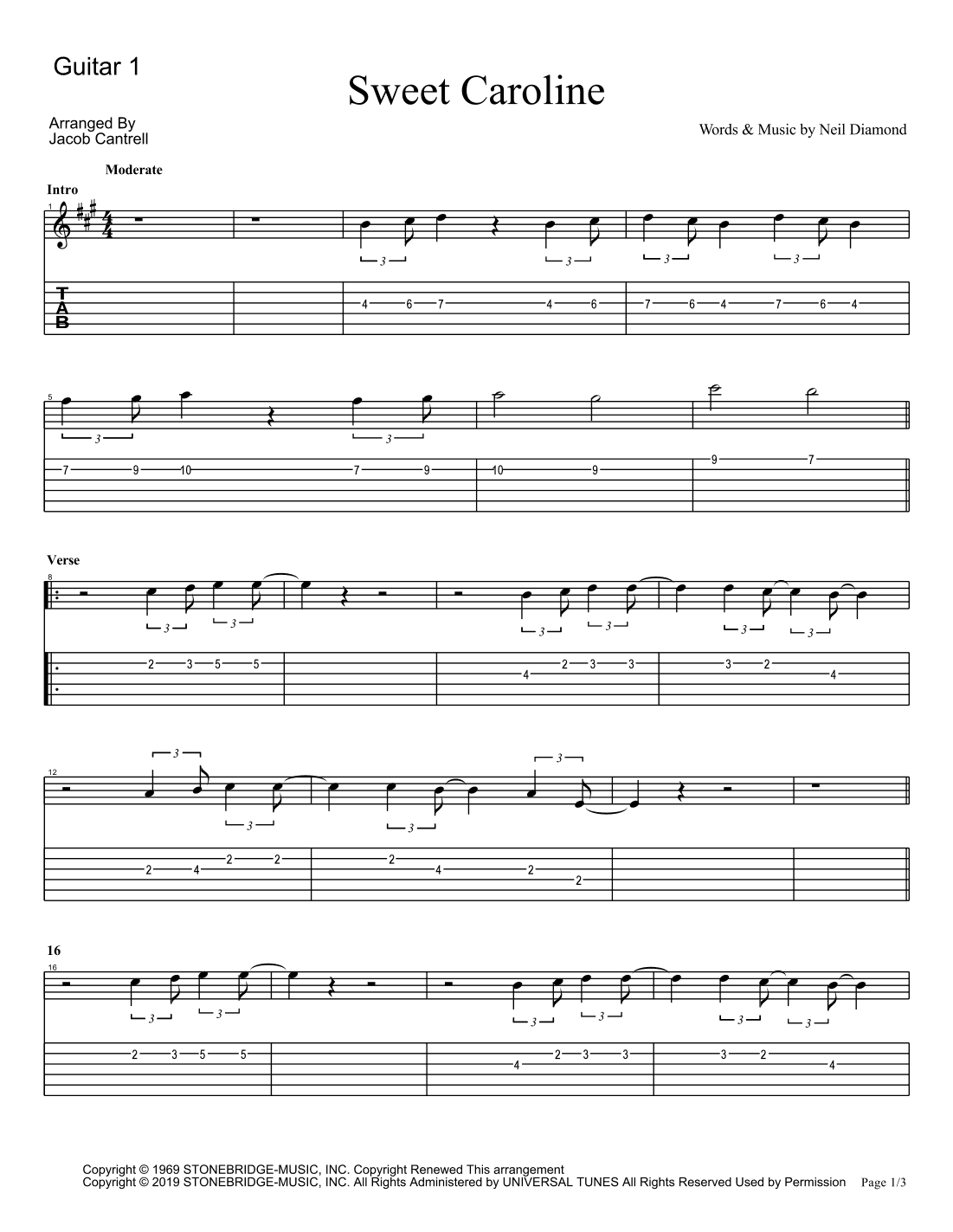 Sweet Caroline (arr. Jake Cantrell)
