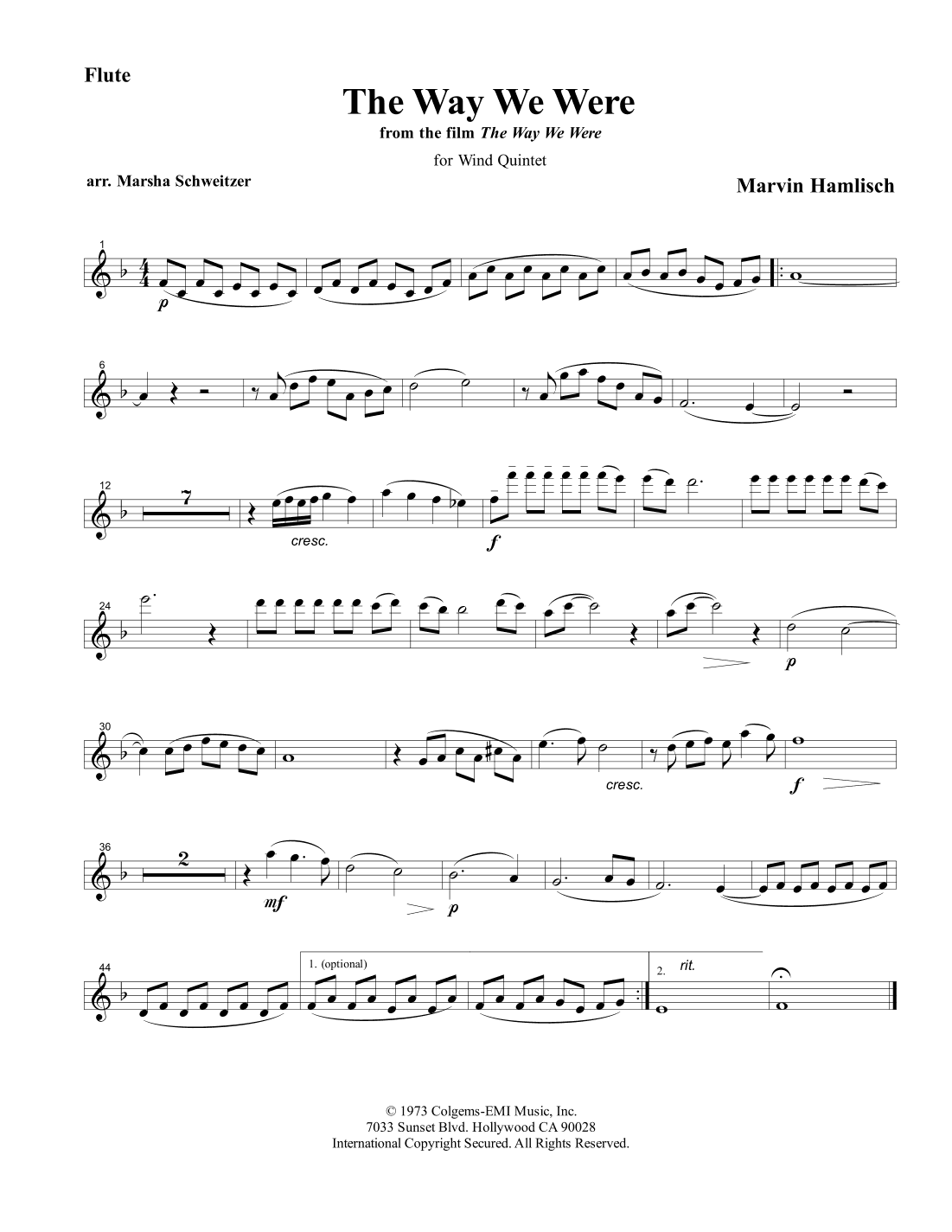 The Way We Were (arr. Marsha Schweitzer)