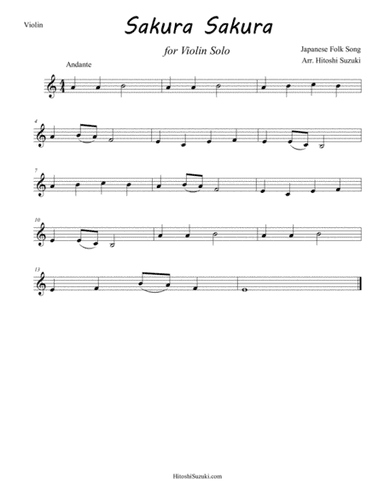 Sakura Sakura for Violin Solo (arr. Hitoshi Suzuki)