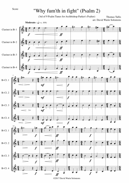 Why fum'th in fight for 4 clarinets (arr. David Warin Solomons)