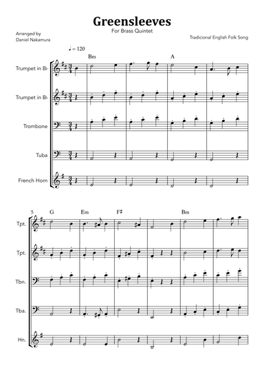 Greensleeves (for Brass Quintet) (arr. Daniel Nakamura)