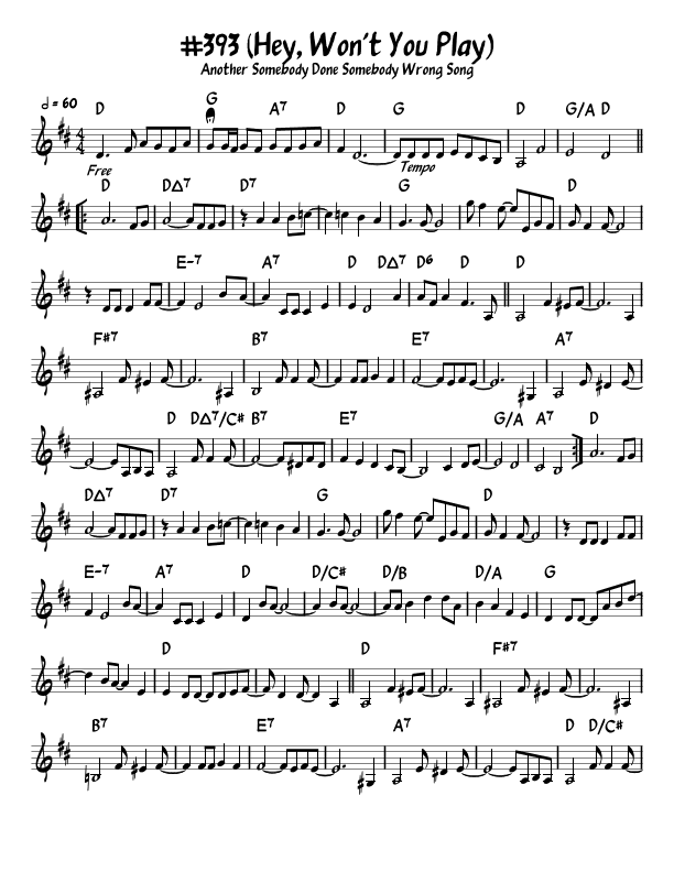 (hey, Won't You Play) Another Somebody Done Somebody Wrong Song (arr. John Fries)
