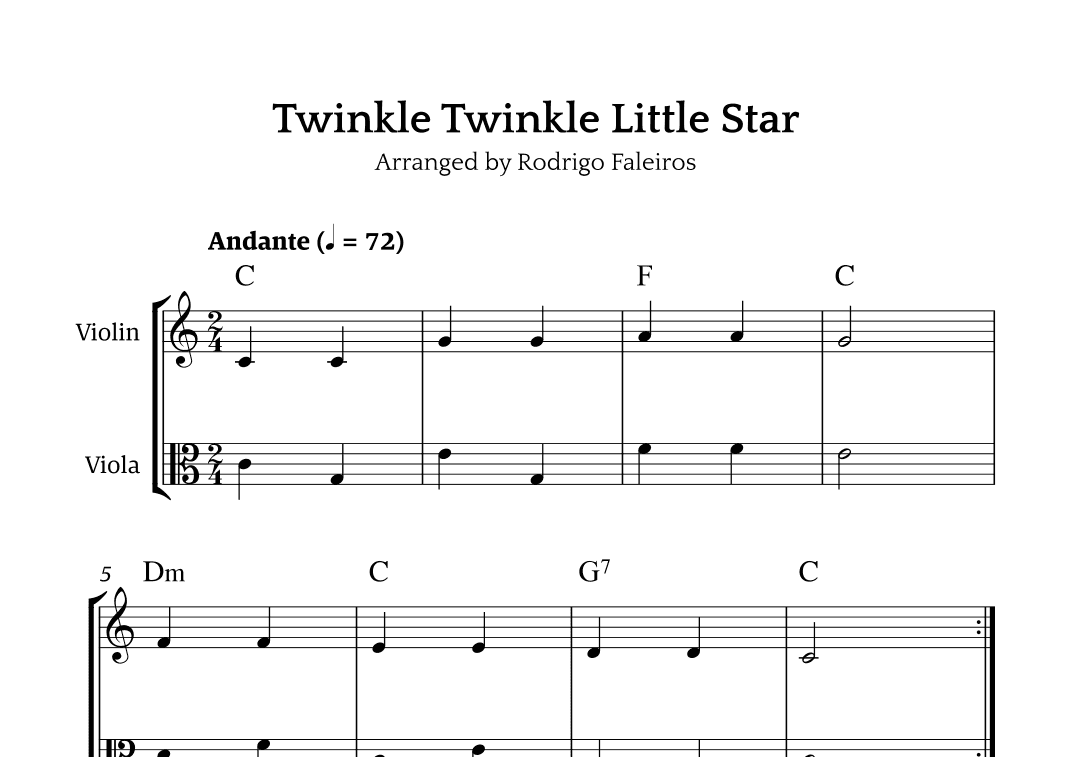 Twinkle Twinkle Little Star (for beginners) (arr. Rodrigo Faleiros)
