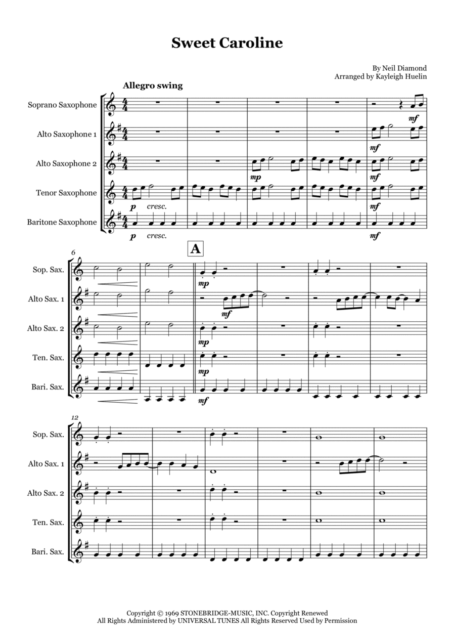 Sweet Caroline (arr. Kayleigh Huelin)