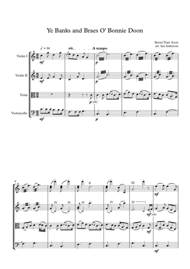 Robert Burns: Ye Banks and Braes O' Bonnie Doon (string quartet) (arr. Ian Anderson)